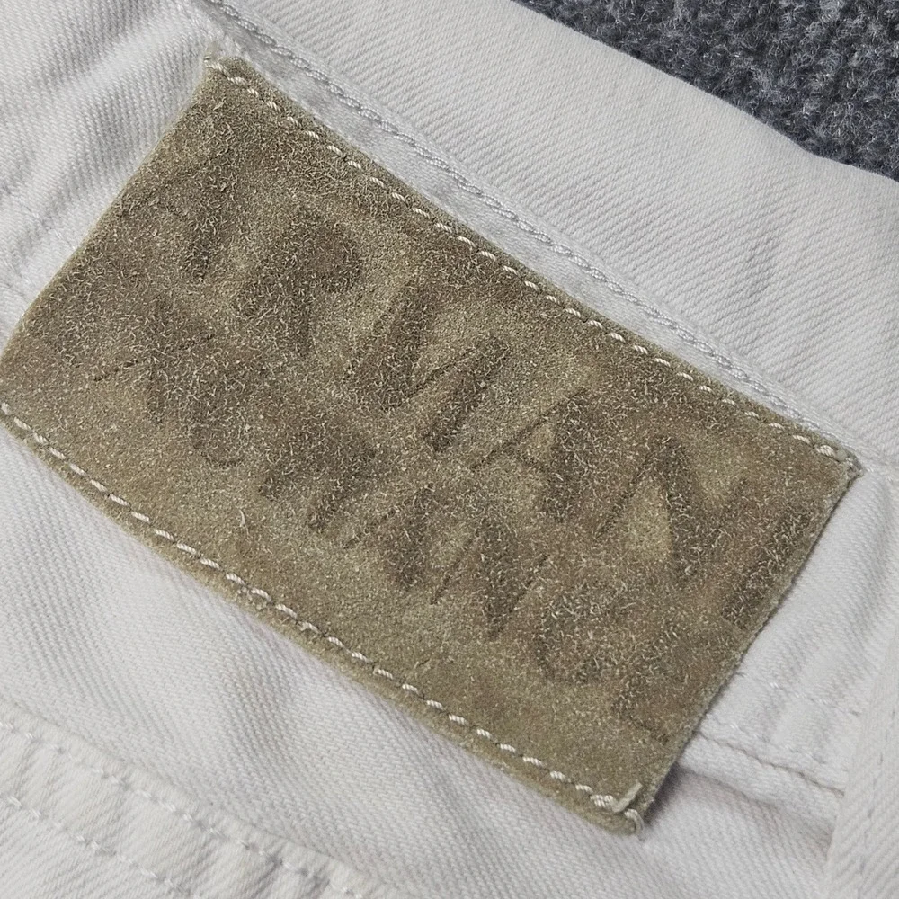 Armani Exchange Slim Fit Jeans Mens 34R Off White Distressed‎ Ripped Streetwear
